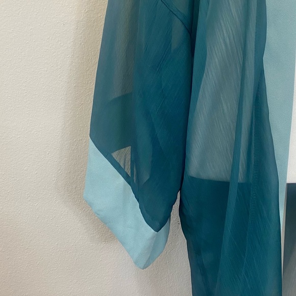 NWT Xhilaration XS/S Emerald Kimono with Blue Hemlines - Picture 7 of 14